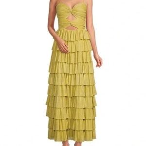 Gianni Bini Yellow Tiered Cutout Maxi Dress